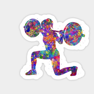 Weightlifter female watercolor art Sticker